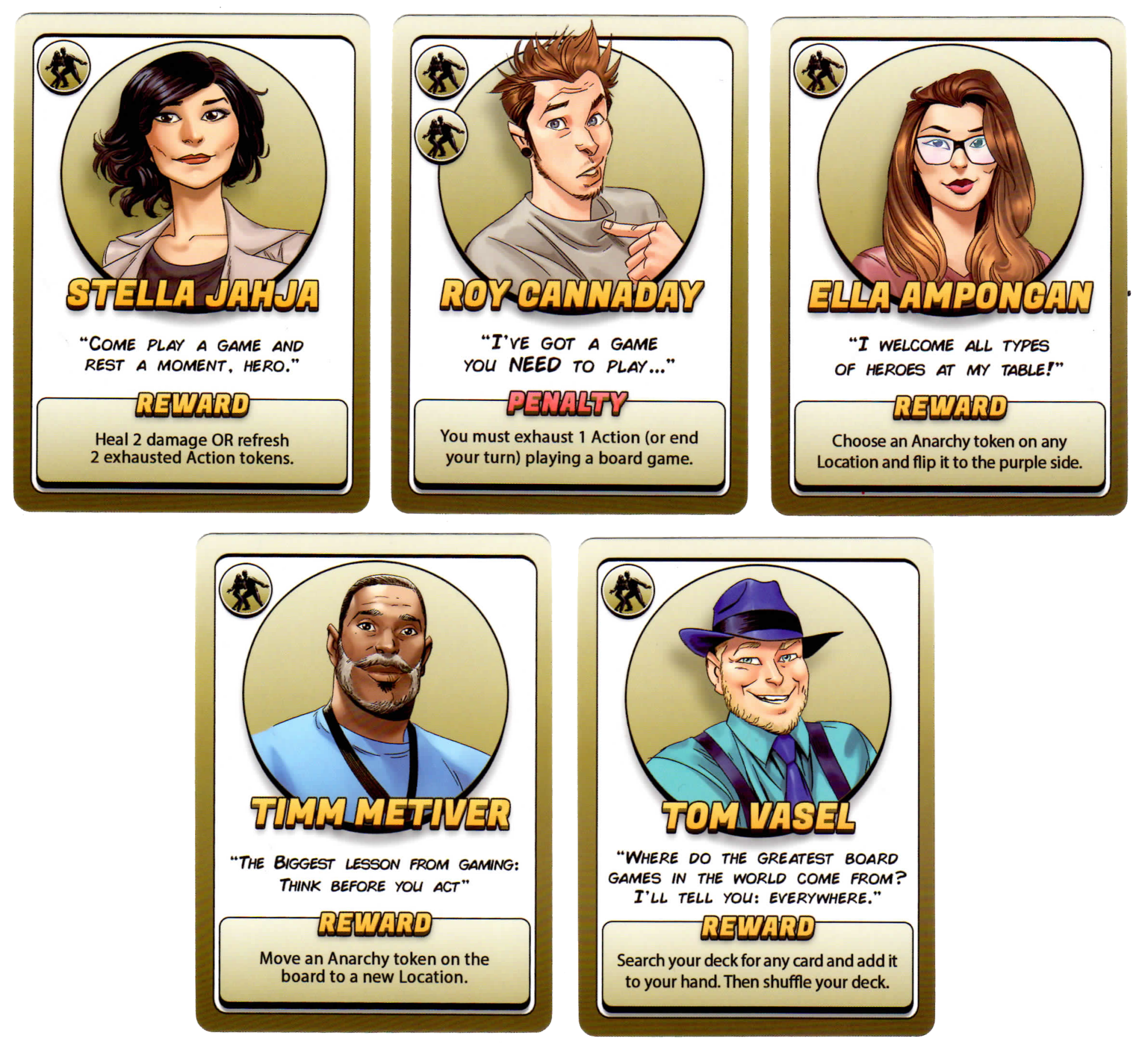 Freedom Five: 2021 Dice Tower Bystander Cards